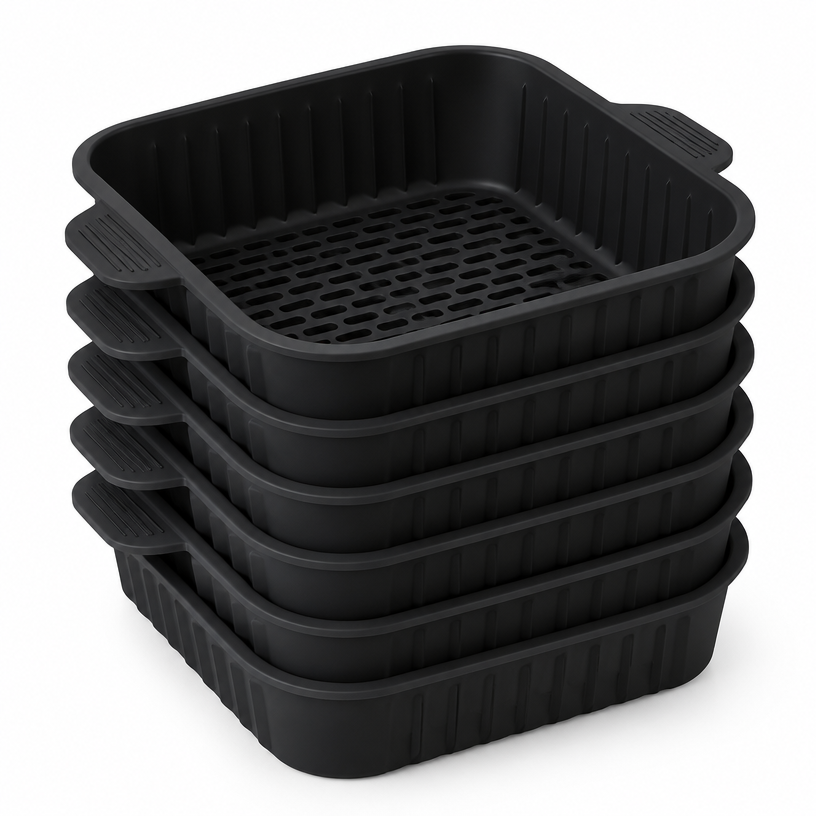 Kit 6 cestos em silicone antiaderente para air fryer
